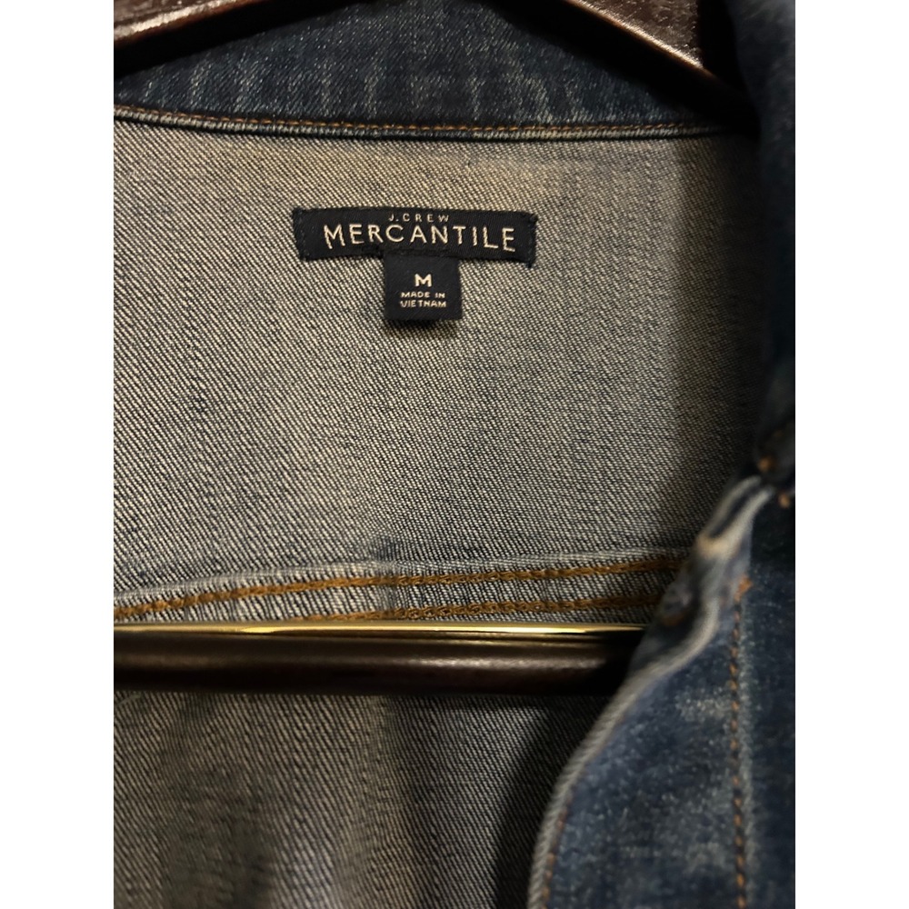 J. Crew Mercantile Jean Jacket Blue Sz M with Love First Back Hit On Jacket Back - Picture 4 of 4